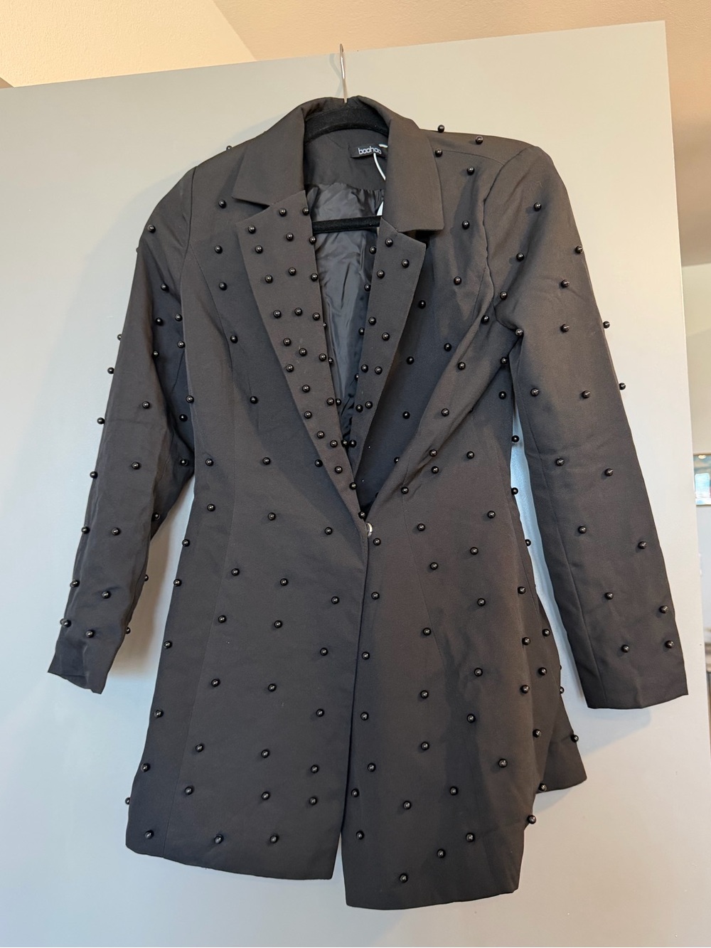 Boohoo Pearl Detail Blazer Dress